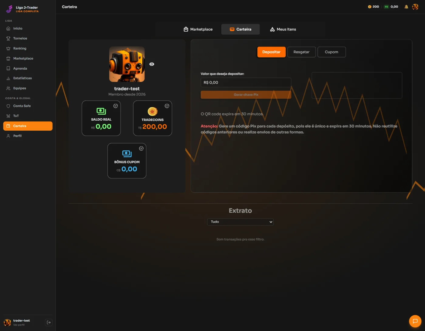 Carteira e TradeCoins